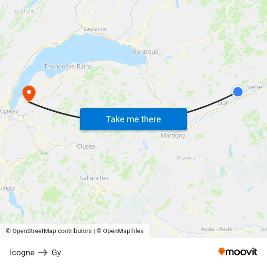 Icogne to Gy map