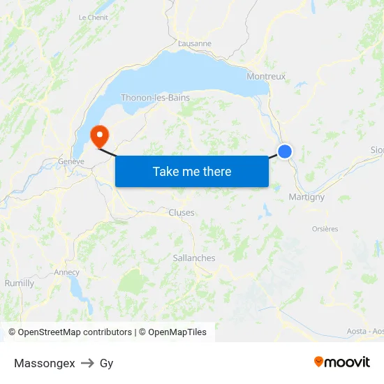 Massongex to Gy map