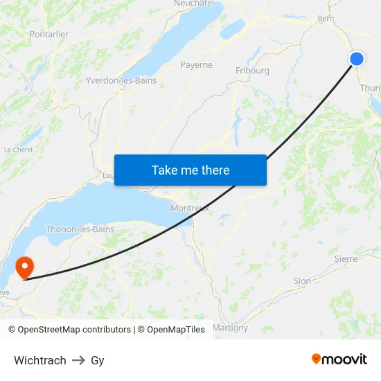 Wichtrach to Gy map