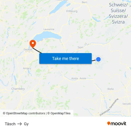 Täsch to Gy map