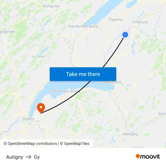 Autigny to Gy map