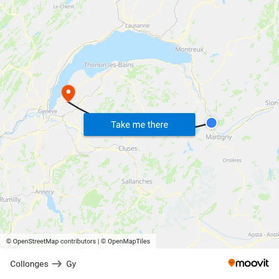 Collonges to Gy map