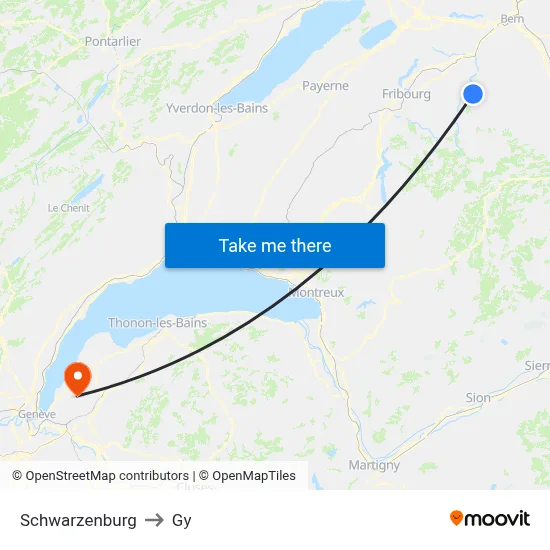Schwarzenburg to Gy map