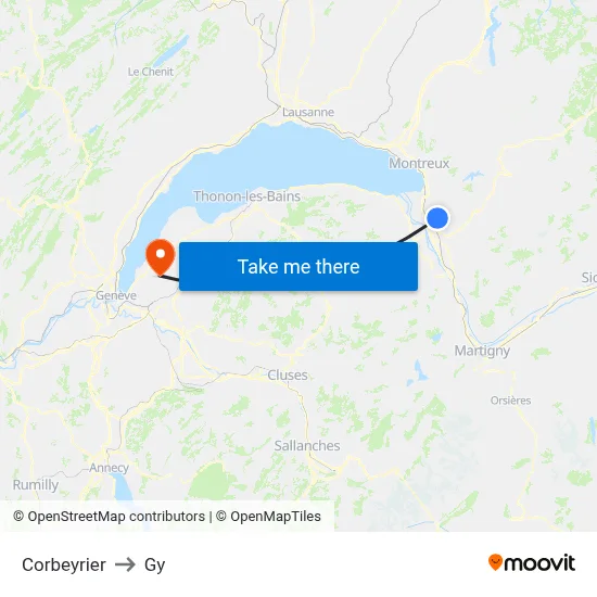 Corbeyrier to Gy map