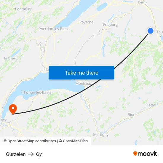 Gurzelen to Gy map