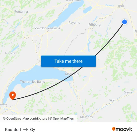 Kaufdorf to Gy map