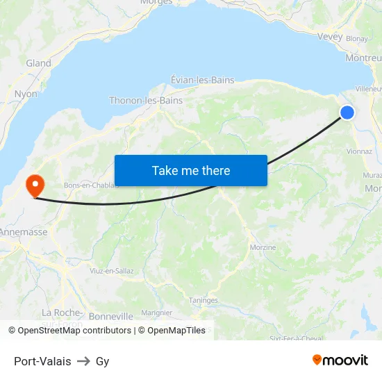 Port-Valais to Gy map