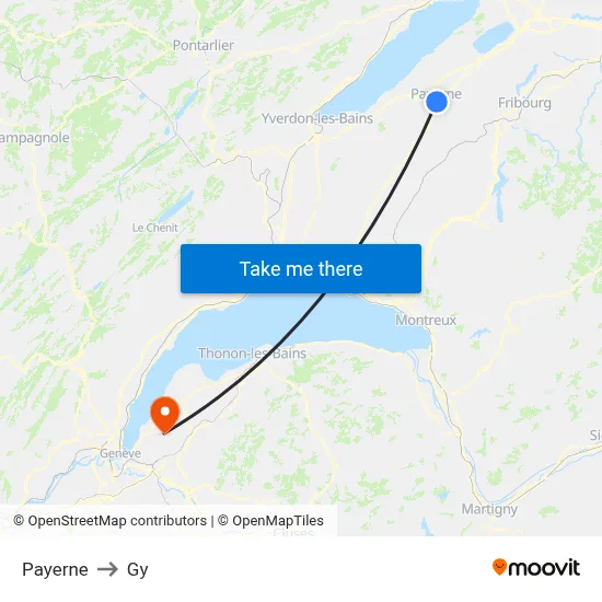 Payerne to Gy map