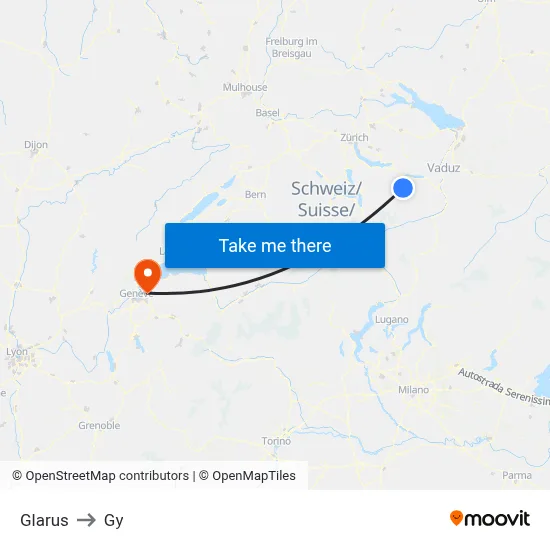 Glarus to Gy map