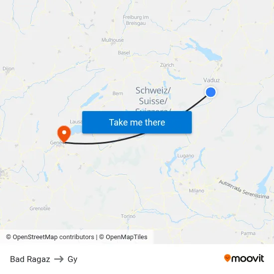 Bad Ragaz to Gy map