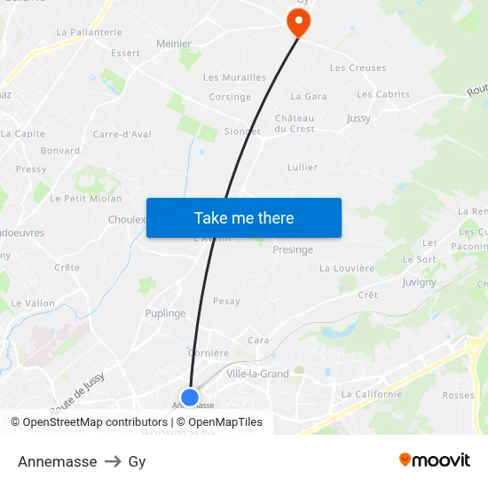 Annemasse to Gy map