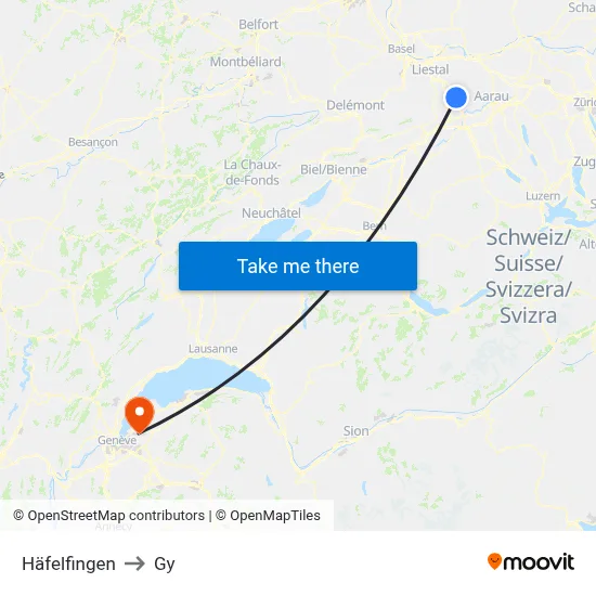 Häfelfingen to Gy map