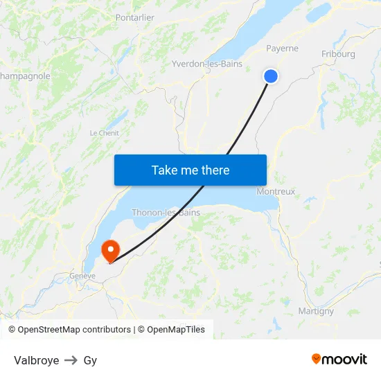 Valbroye to Gy map