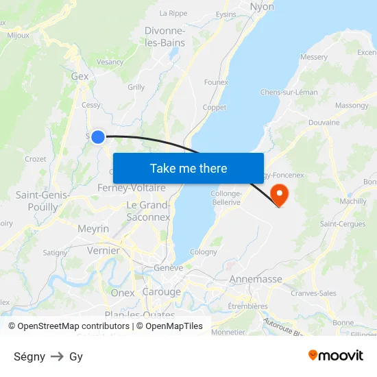 Ségny to Gy map