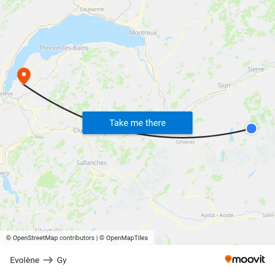 Evolène to Gy map