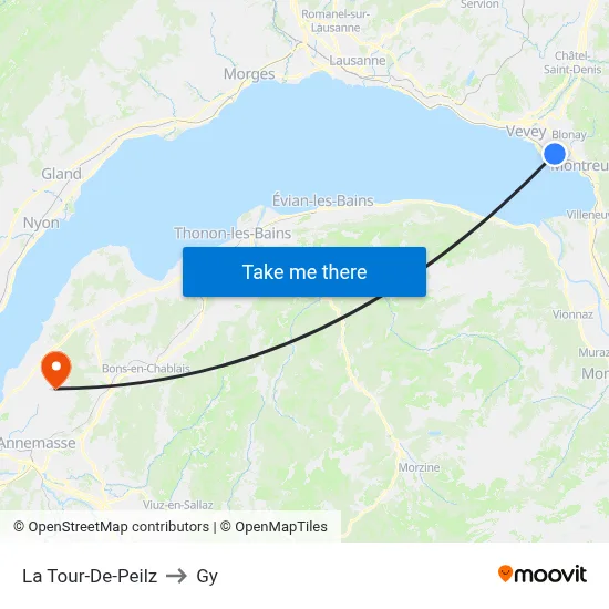 La Tour-De-Peilz to Gy map
