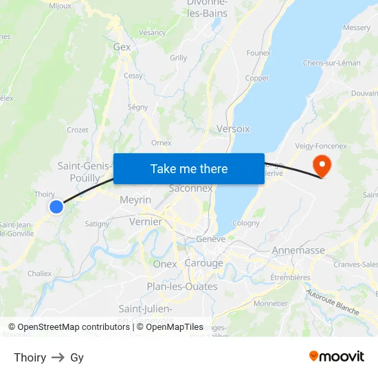 Thoiry to Gy map