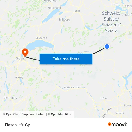 Fiesch to Gy map