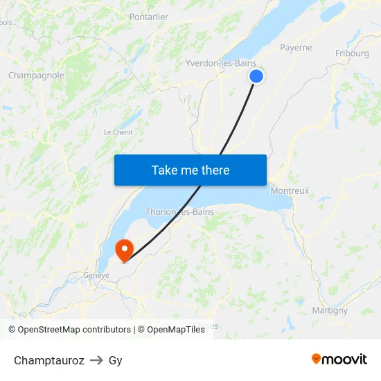 Champtauroz to Gy map