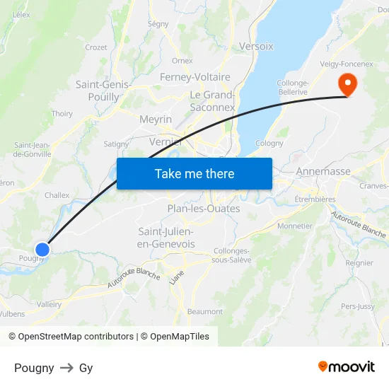Pougny to Gy map