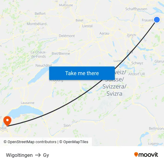 Wigoltingen to Gy map