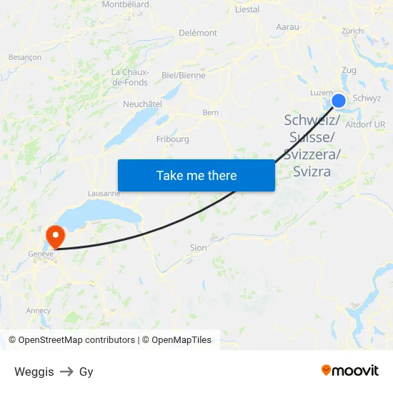 Weggis to Gy map