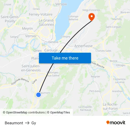 Beaumont to Gy map