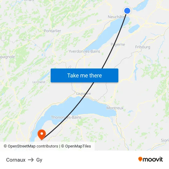 Cornaux to Gy map