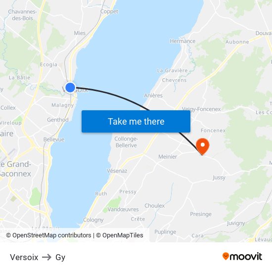 Versoix to Gy map