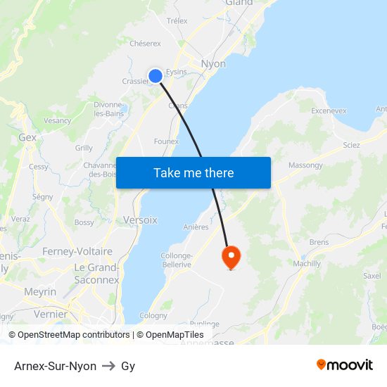 Arnex-Sur-Nyon to Gy map