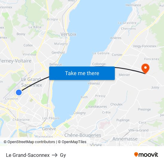 Le Grand-Saconnex to Gy map
