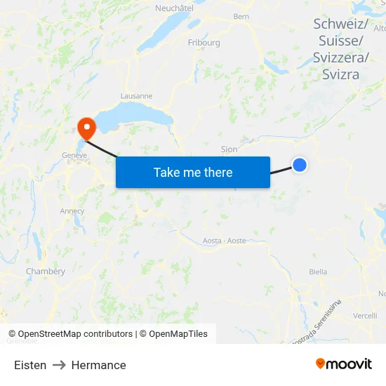 Eisten to Hermance map