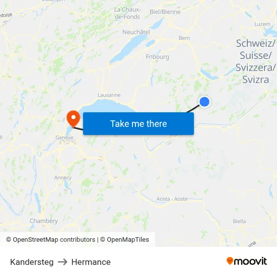 Kandersteg to Hermance map