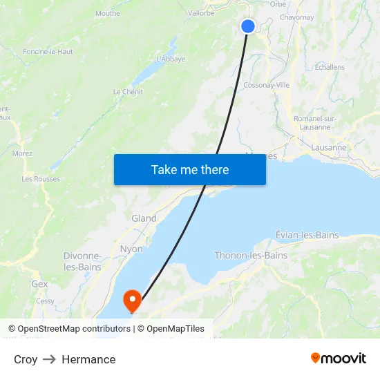 Croy to Hermance map
