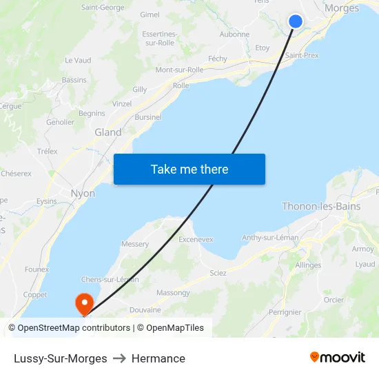 Lussy-Sur-Morges to Hermance map