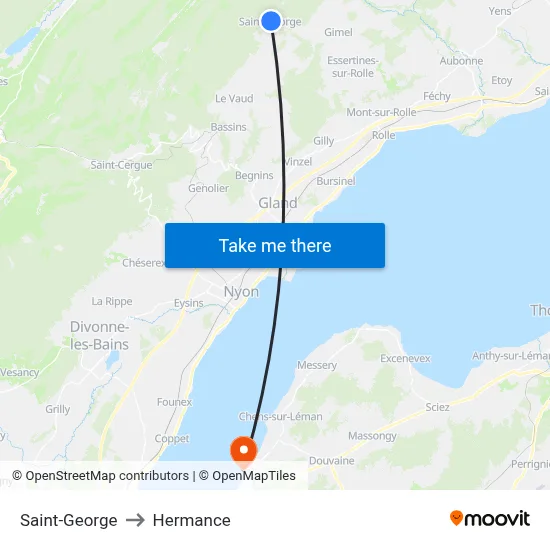 Saint-George to Hermance map