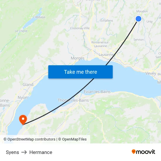 Syens to Hermance map