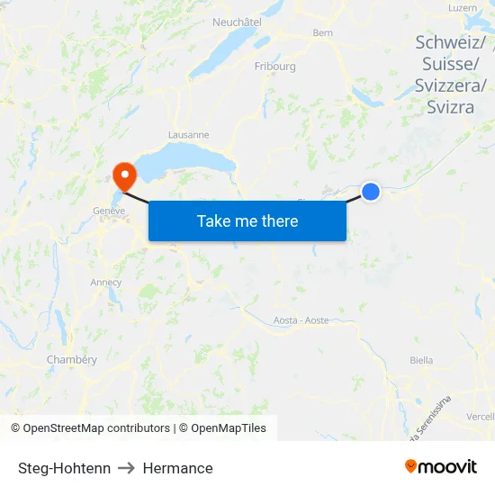 Steg-Hohtenn to Hermance map