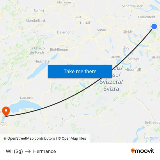 Wil (Sg) to Hermance map