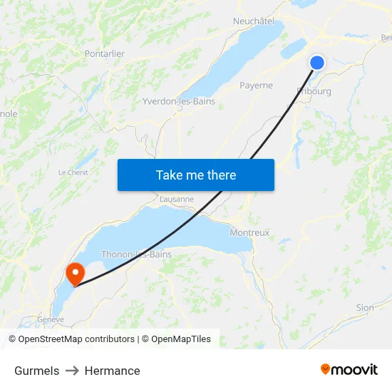 Gurmels to Hermance map