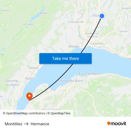 Montilliez to Hermance map