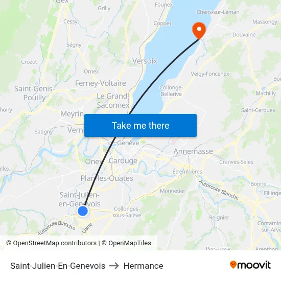 Saint-Julien-En-Genevois to Hermance map