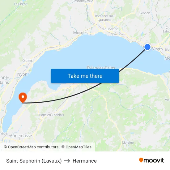 Saint-Saphorin (Lavaux) to Hermance map