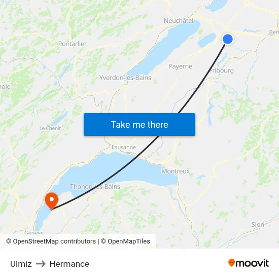 Ulmiz to Hermance map