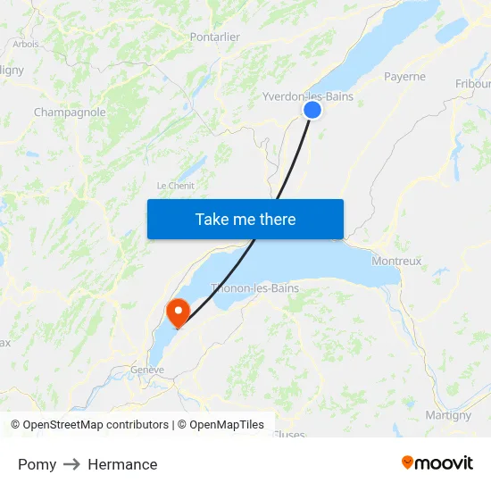 Pomy to Hermance map