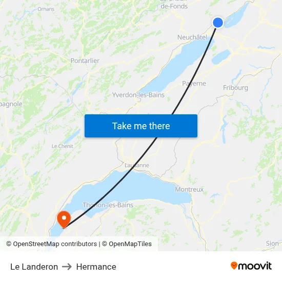 Le Landeron to Hermance map