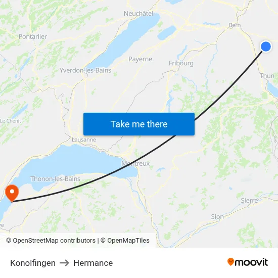 Konolfingen to Hermance map