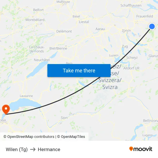 Wilen (Tg) to Hermance map