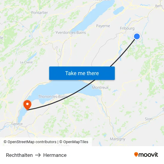 Rechthalten to Hermance map