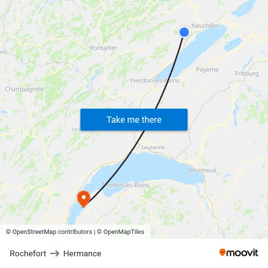 Rochefort to Hermance map